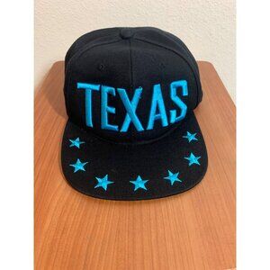 Texas Snap Back Hat Cap Big Bear Embroidered Acrylic Black Summer Stars